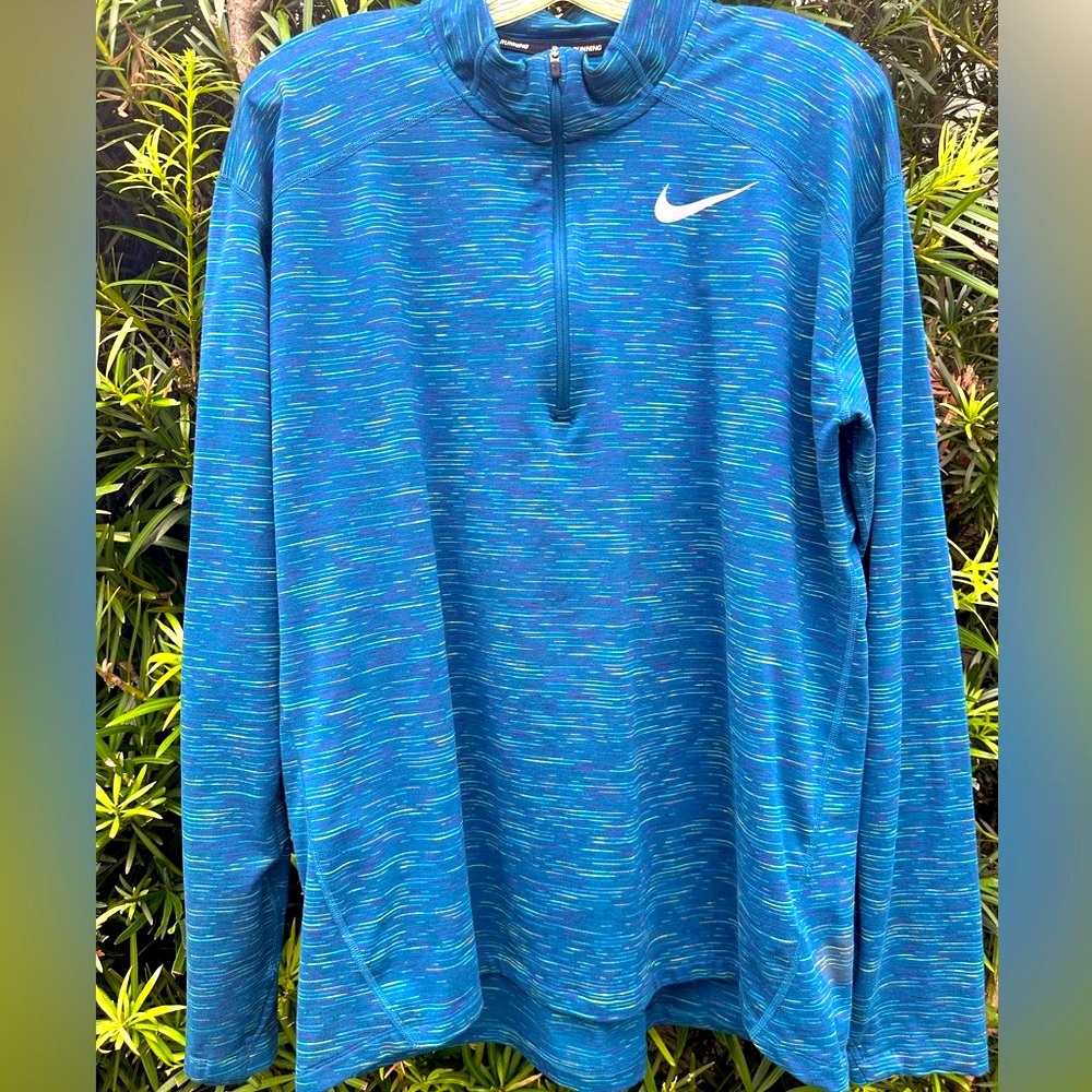 EUC, Nike Running, Dri-Fit, Large, great blue pattern, half zip pullover